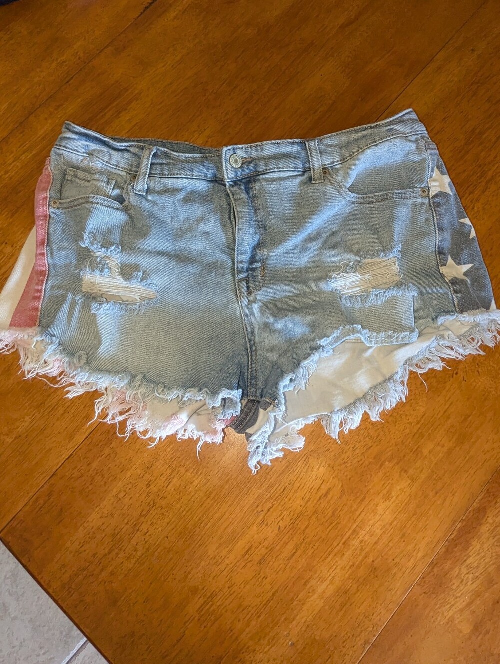 Mossimo Distressed Patriotic American Flag Denim Cutoff Shorts size 16